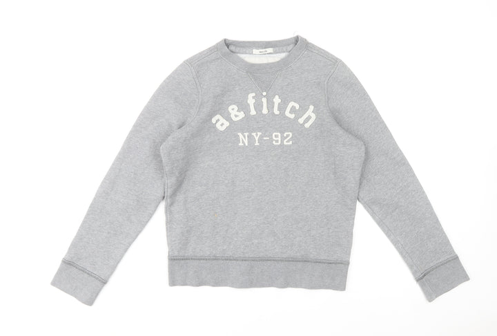 Abercrombie Boys Grey XL Pullover Fleece Sweatshirt Logo Crew Neck
