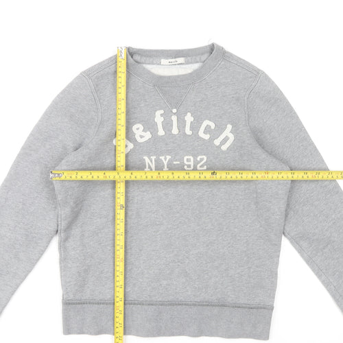 Abercrombie Boys Grey XL Pullover Fleece Sweatshirt Logo Crew Neck