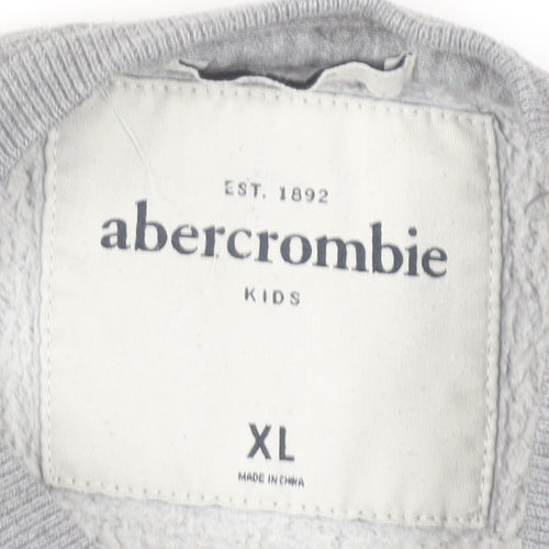 Abercrombie Boys Grey XL Pullover Fleece Sweatshirt Logo Crew Neck