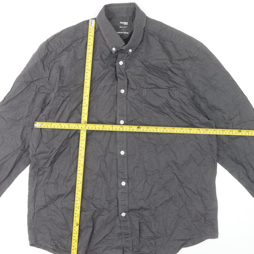 Dunnes Stores Mens Grey Long Sleeve Regular Fit Cotton Oxford Shirt L