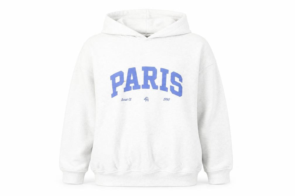 Front view of 4th & Reckless Women's Grey Paris Hoodie UK 12 Pullover Sweatshirt