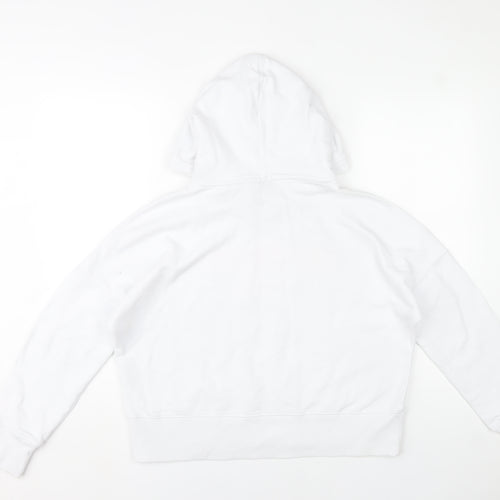 Superdry Womens White Hoodie UK 10 Pullover Sportswear Logo Cotton