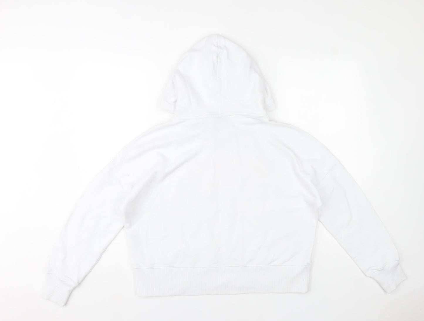 Superdry Womens White Hoodie UK 10 Pullover Sportswear Logo Cotton