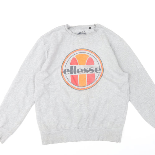 Ellesse Womens Grey Crew Neck Sweatshirt Medium Logo Print Casual