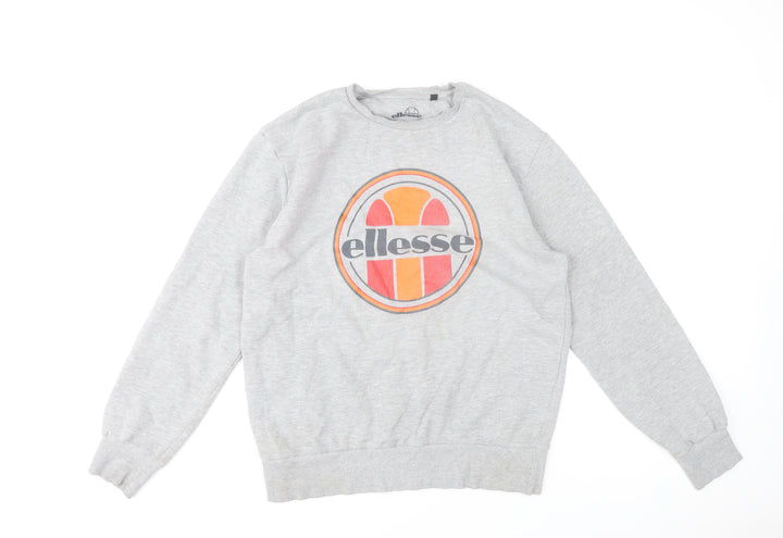 Ellesse Womens Grey Crew Neck Sweatshirt Medium Logo Print Casual
