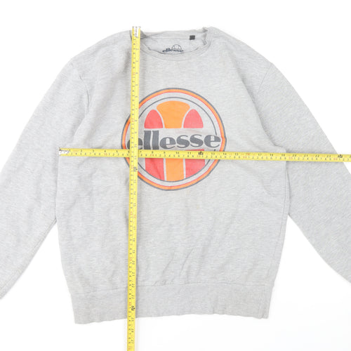 Ellesse Womens Grey Crew Neck Sweatshirt Medium Logo Print Casual