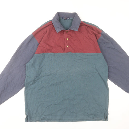 Weekender Men’s Multicoloured Long Sleeve Cotton Polo Shirt Size M