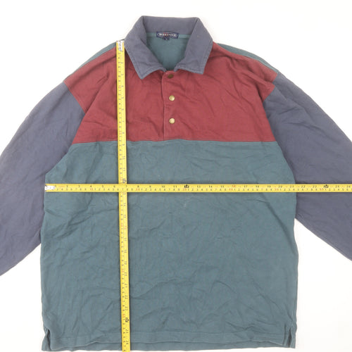 Weekender Men’s Multicoloured Long Sleeve Cotton Polo Shirt Size M