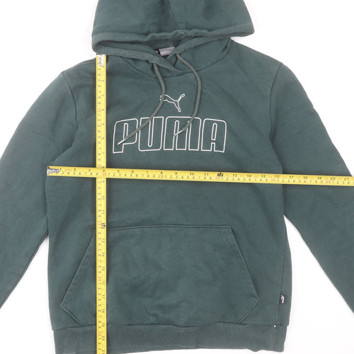 Puma Women's Green Pullover Hoodie Small Cotton Blend Logo Sweatshirt