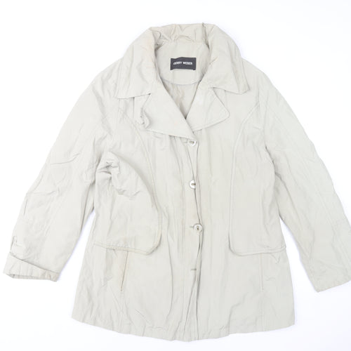 Gerry Weber Women Beige Cotton Blend Mid-Length Overcoat Size 16