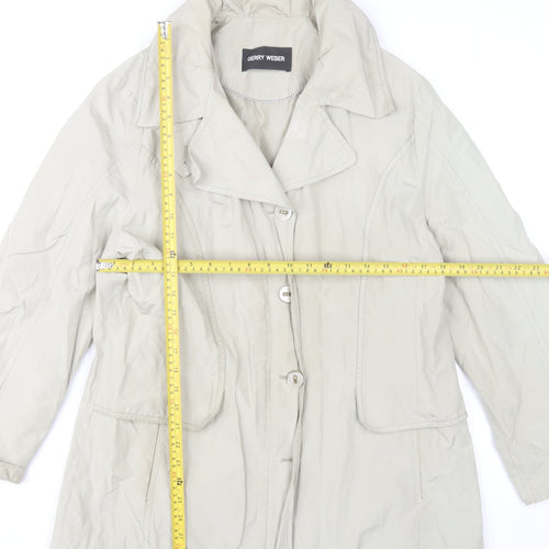 Gerry Weber Women Beige Cotton Blend Mid-Length Overcoat Size 16