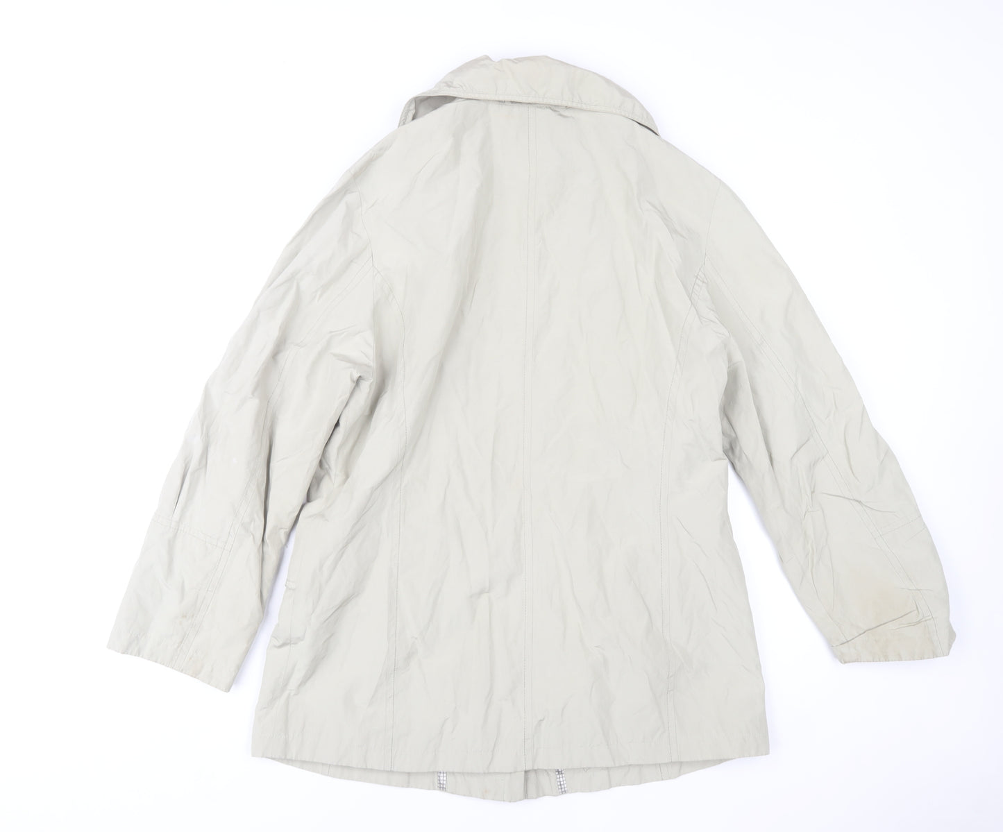 Gerry Weber Women Beige Cotton Blend Mid-Length Overcoat Size 16