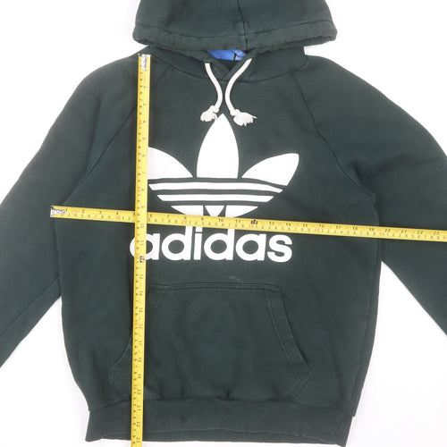 Adidas Men’s Green Pullover Hoodie Small Logo Fleece Sweatshirt