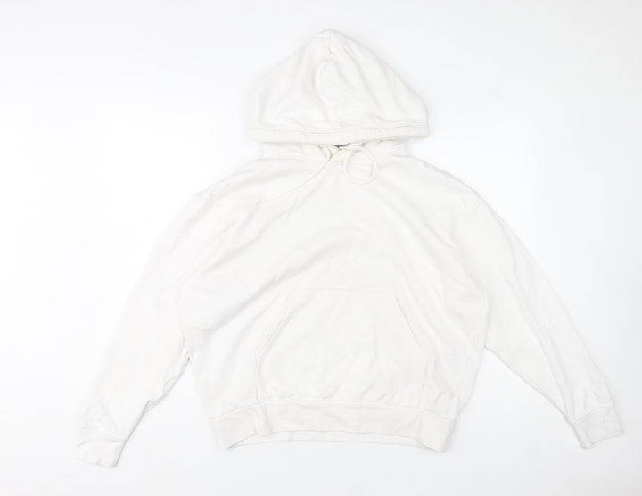 Weekday Women White XS Pullover Hoodie Cotton Blend Casual