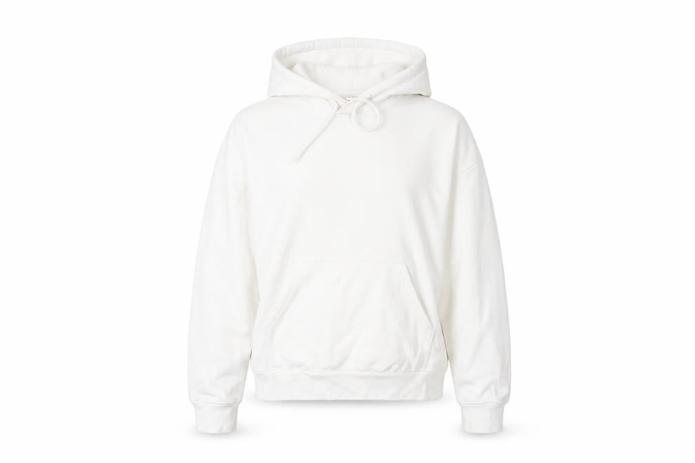 Front view of Weekday Women White XS Pullover Hoodie Cotton Blend Casual