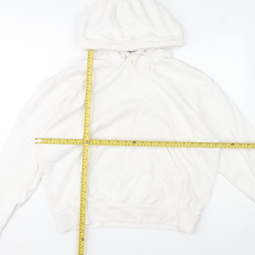 Weekday Women White XS Pullover Hoodie Cotton Blend Casual
