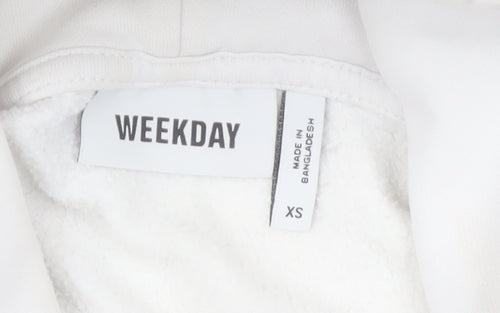 Weekday Women White XS Pullover Hoodie Cotton Blend Casual