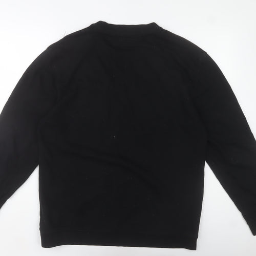 Guess Jeans Mens Black Embroidered Logo Sweatshirt Size L