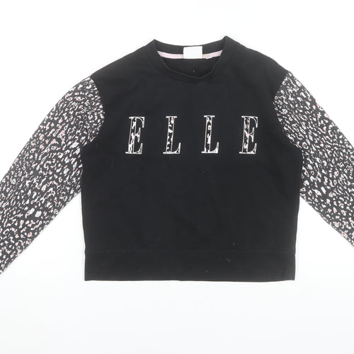 ELLE Junior Girls Black Animal Print Sleeve Sweatshirt 12-13 Years