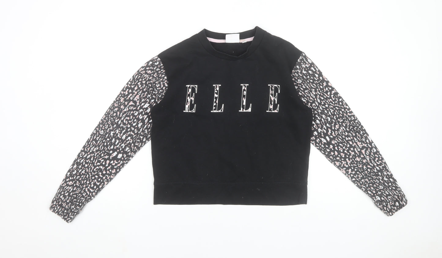 ELLE Junior Girls Black Animal Print Sleeve Sweatshirt 12-13 Years