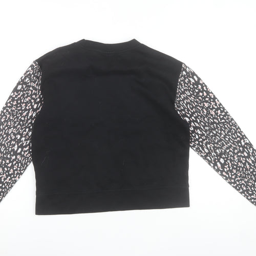 ELLE Junior Girls Black Animal Print Sleeve Sweatshirt 12-13 Years