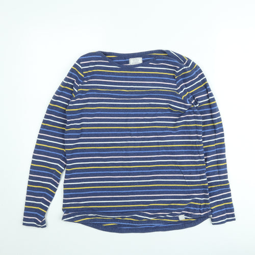 Fat Face Women's Blue Striped Organic Cotton Long Sleeve Jumper Size 13