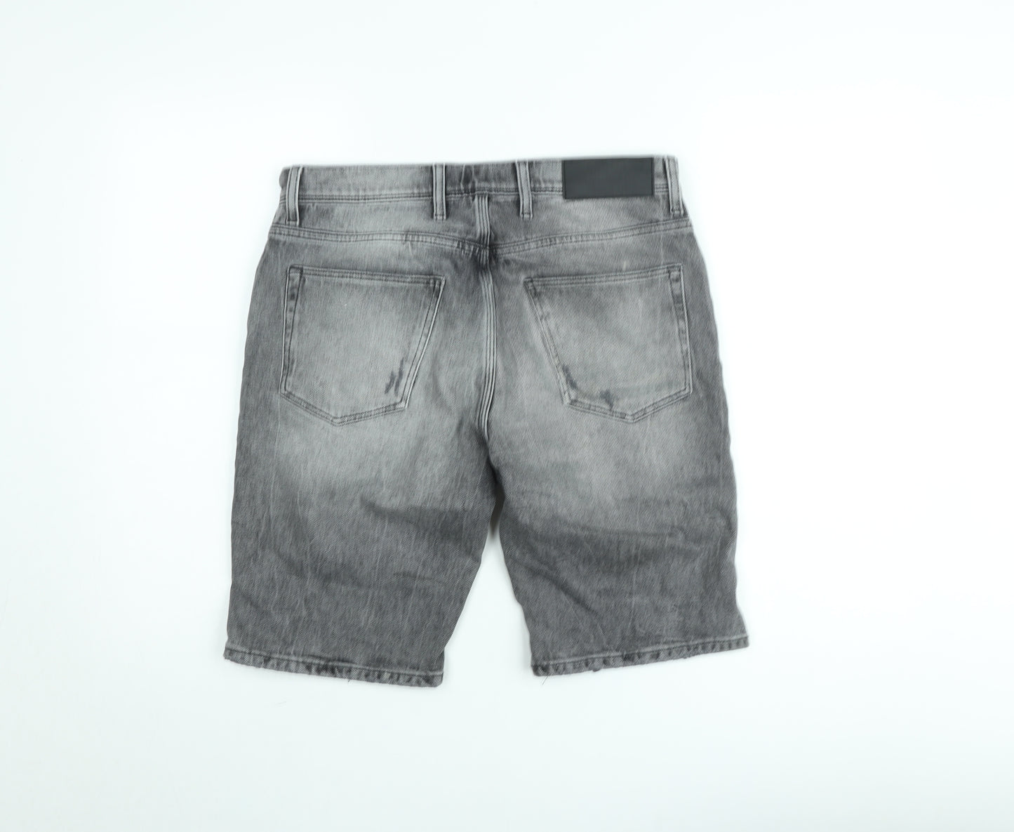 River Island Men's Grey Denim Distressed Slim Shorts Size 32