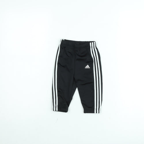 Adidas Boys Black Jogger Trousers 9 Months Elastic Waist Sportswear