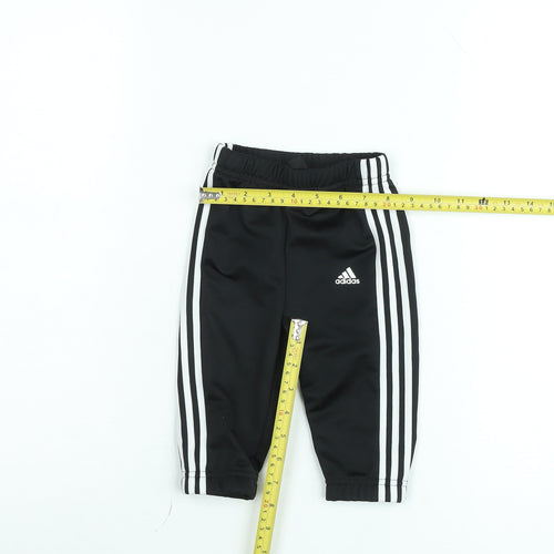 Adidas Boys Black Jogger Trousers 9 Months Elastic Waist Sportswear