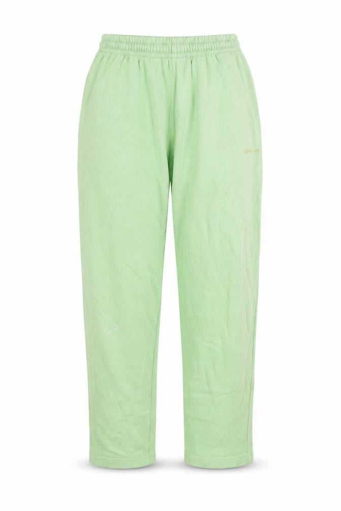 Front view of Sasha women’s green jogger sweatpants small elastic waist