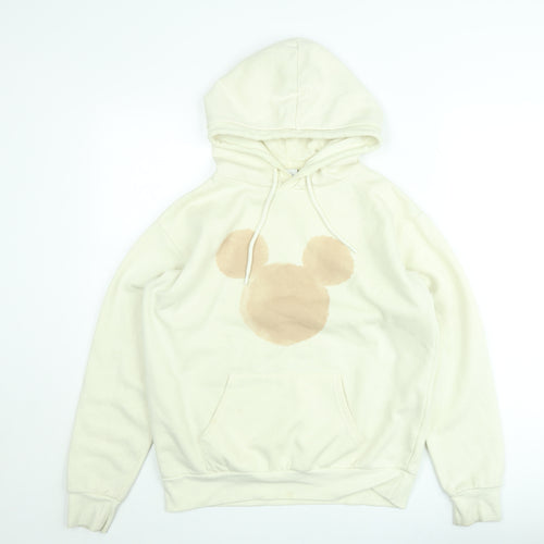 Disney Women Ivory Mickey Hoodie UK 10 Regular Fit Pullover