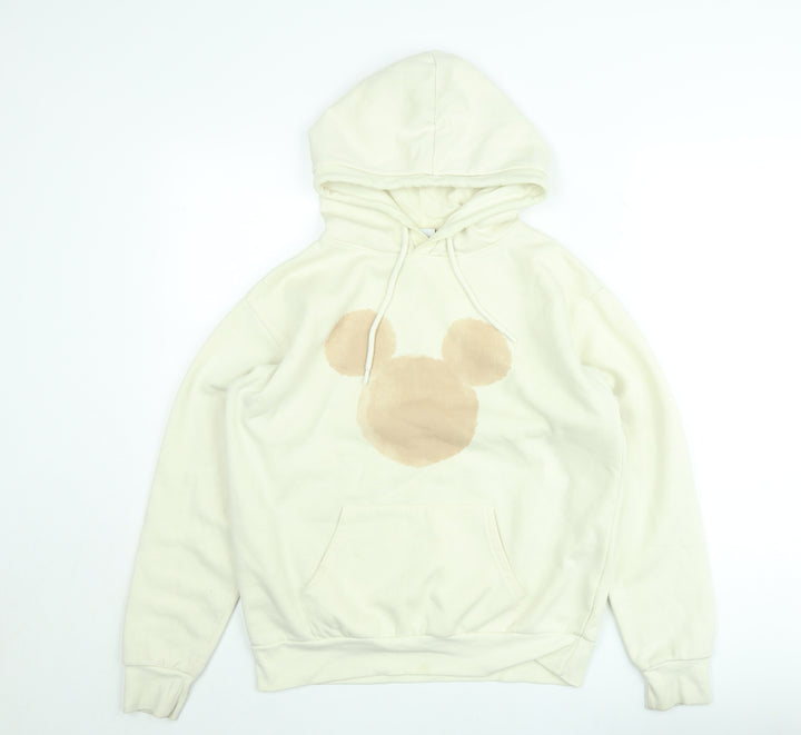 Disney Women Ivory Mickey Hoodie UK 10 Regular Fit Pullover