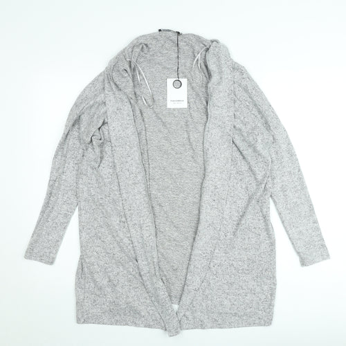 Fullcircle Women Grey Small Open Front Long Sleeve Cardigan