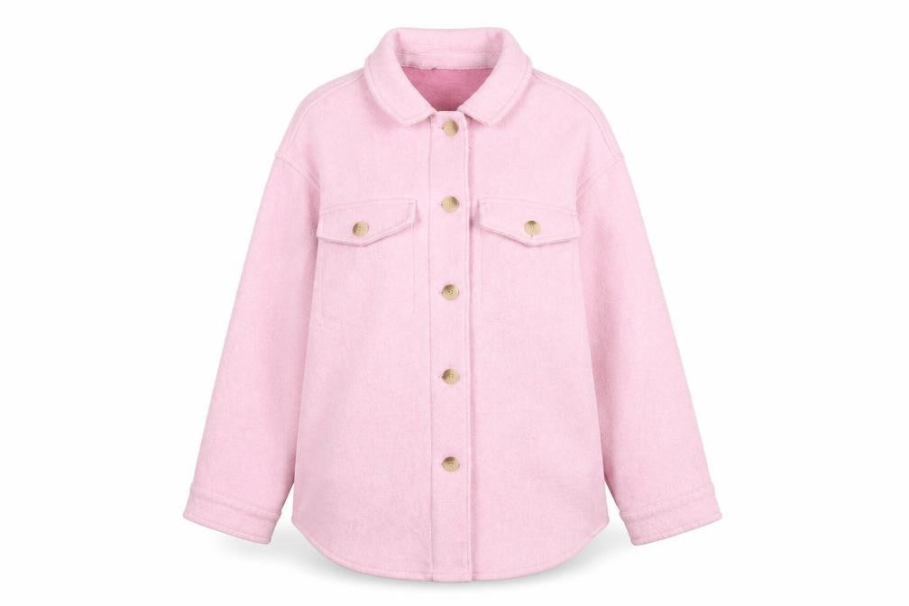 Front view of Dunnes Women Pink Button Up Shacket Jacket, size L