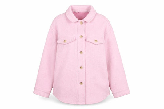 Front view of Dunnes Women Pink Button Up Shacket Jacket, size L
