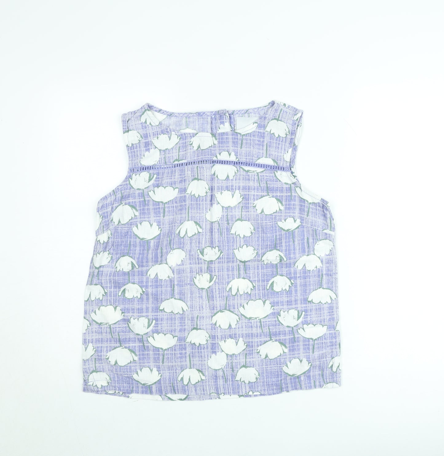 Next Women’s Purple Floral Cotton Sleeveless Tunic Blouse Size 10
