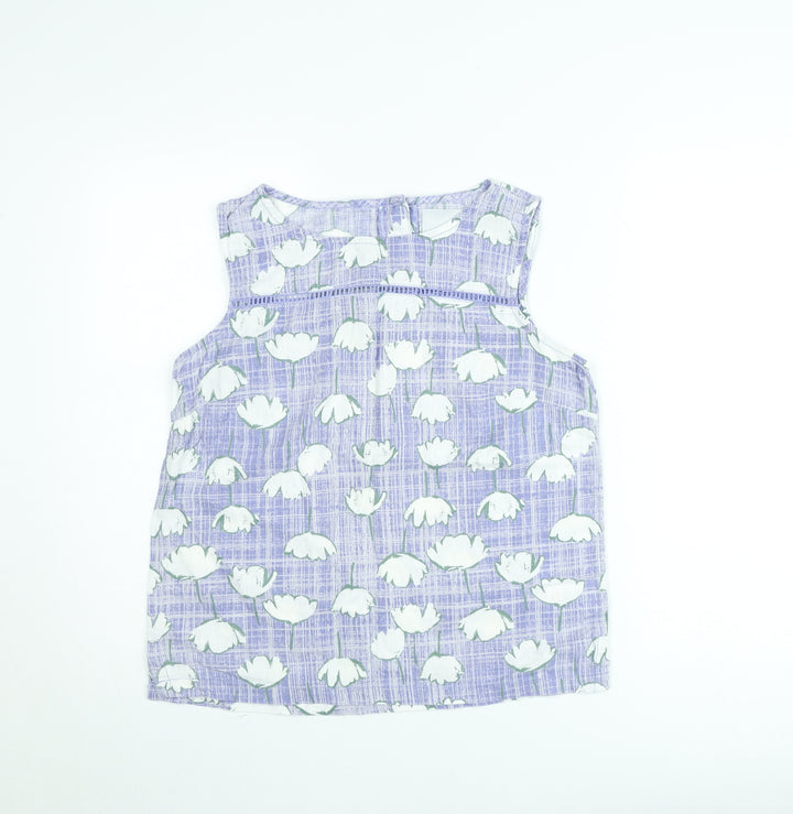 Next Women’s Purple Floral Cotton Sleeveless Tunic Blouse Size 10