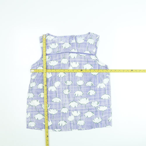 Next Women’s Purple Floral Cotton Sleeveless Tunic Blouse Size 10