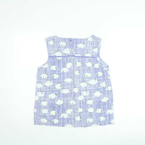 Next Women’s Purple Floral Cotton Sleeveless Tunic Blouse Size 10