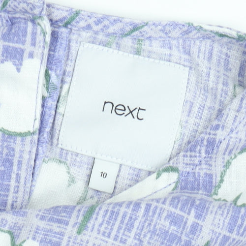 Next Women’s Purple Floral Cotton Sleeveless Tunic Blouse Size 10