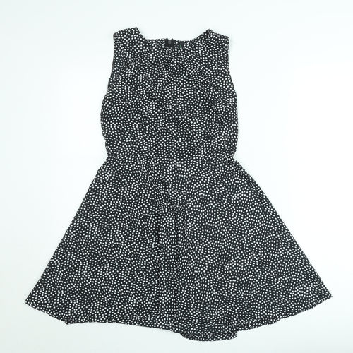 Benetton Women Black Geometric A-Line Knee Length Dress Size M