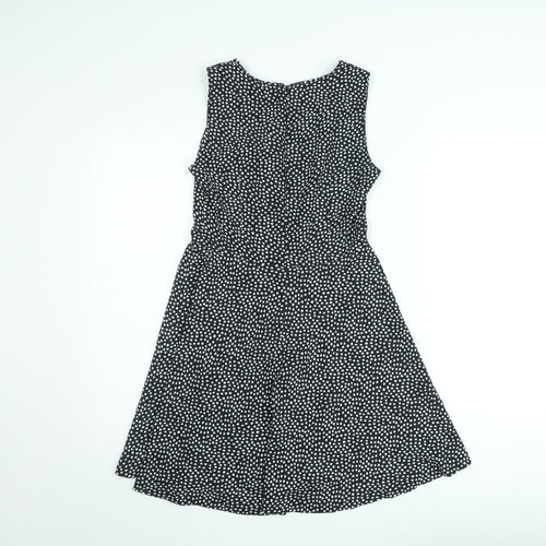 Benetton Women Black Geometric A-Line Knee Length Dress Size M