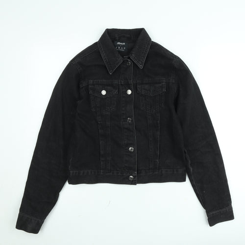 Denim Co. Womens Black Denim Cropped Jacket Size 8 Regular