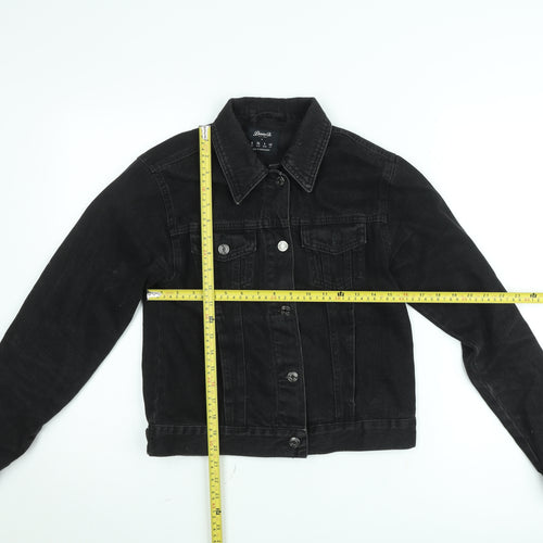 Denim Co. Womens Black Denim Cropped Jacket Size 8 Regular
