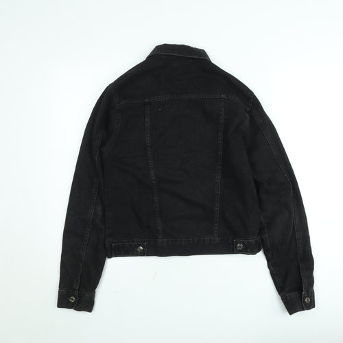 Denim Co. Womens Black Denim Cropped Jacket Size 8 Regular