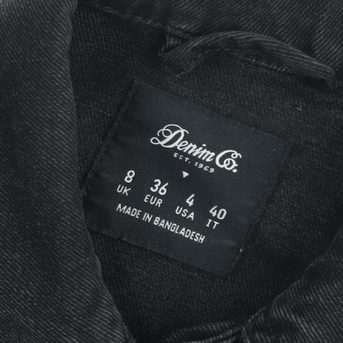 Denim Co. Womens Black Denim Cropped Jacket Size 8 Regular