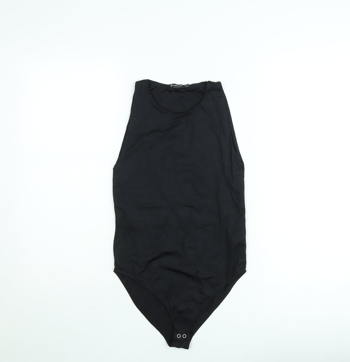 Stradivarius Women Black Bodysuit Size 12 Sleeveless Scoop Neck