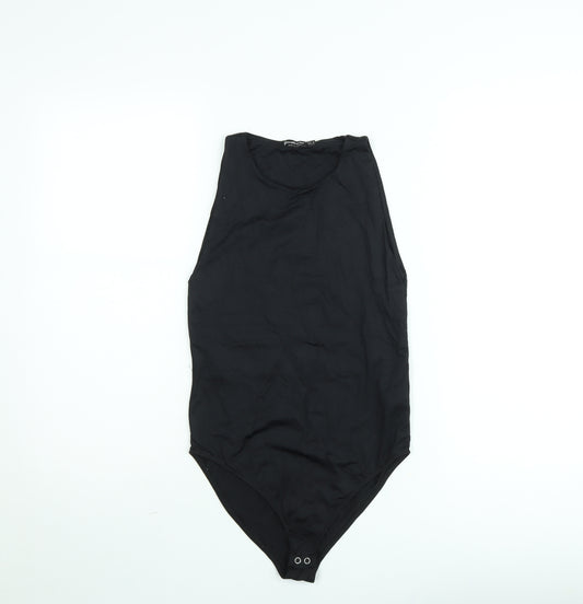 Stradivarius Women Black Bodysuit Size 12 Sleeveless Scoop Neck