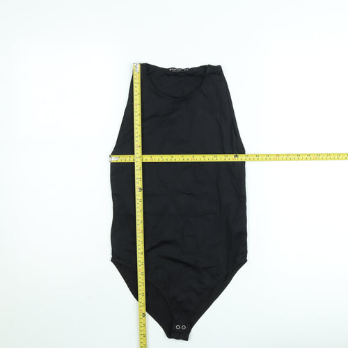 Stradivarius Women Black Bodysuit Size 12 Sleeveless Scoop Neck