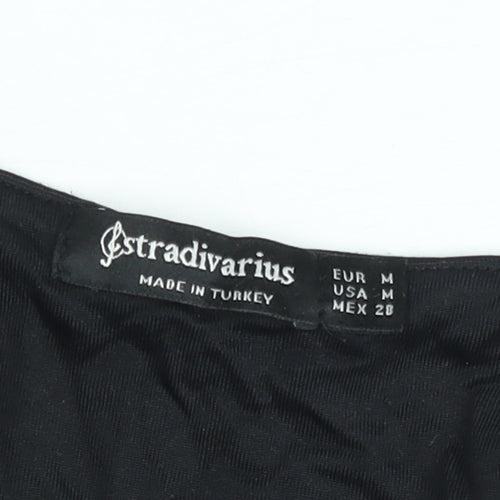 Stradivarius Women Black Bodysuit Size 12 Sleeveless Scoop Neck